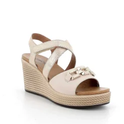 Zeppe|Igi&Co Sandali Con Zeppa In Pelle Da Donna Ecru-Sabbia