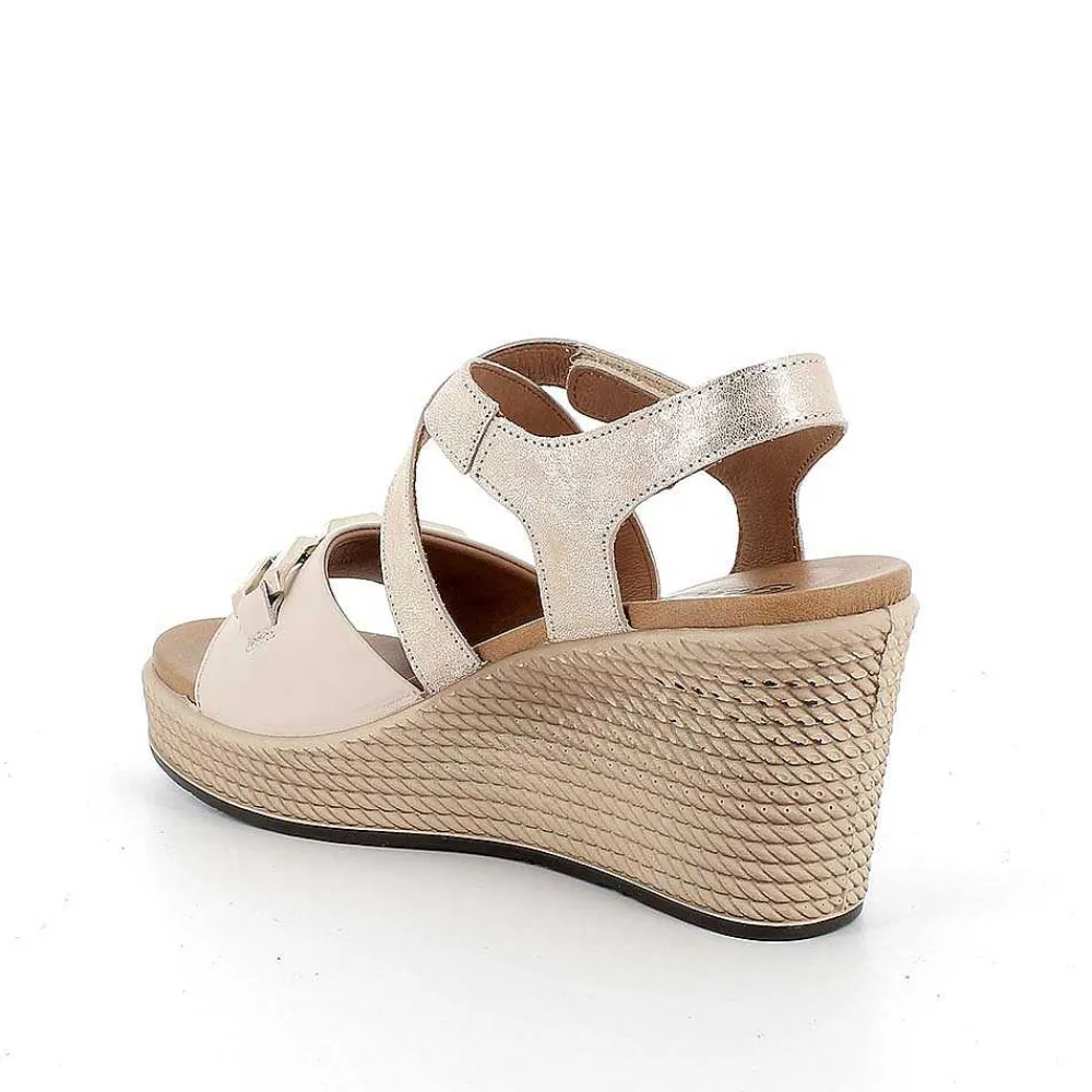 Zeppe|Igi&Co Sandali Con Zeppa In Pelle Da Donna Ecru-Sabbia