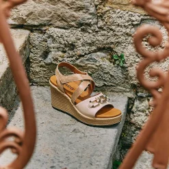 Zeppe|Igi&Co Sandali Con Zeppa In Pelle Da Donna Ecru-Sabbia