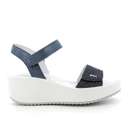 Zeppe|Igi&Co Sandalo Con Zeppa In Pelle Da Donna Blu Chiaro