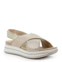 Sandali E Infradito|Igi&Co Sandalo Fasce Incrociate In Pelle Laminata Stampata Platino