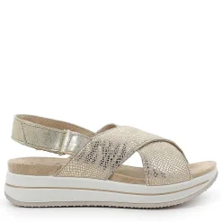 Sandali E Infradito|Igi&Co Sandalo Fasce Incrociate In Pelle Laminata Stampata Platino