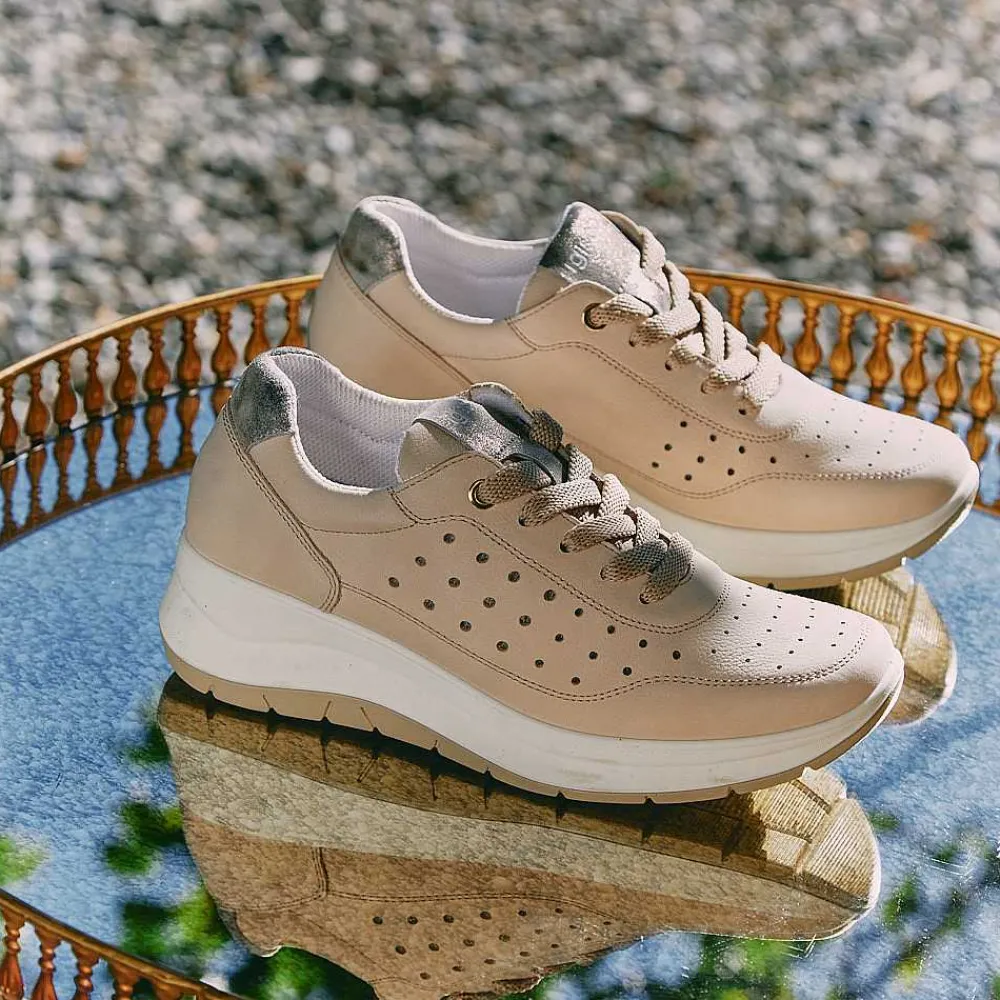 Zeppe|Igi&Co Scarpe Con Zeppa In Pelle Da Donna Panna