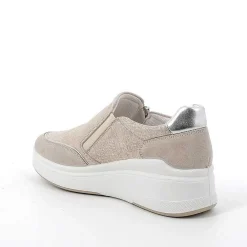 Zeppe|Igi&Co Slip On Con Zeppa In Pelle Da Donna Beige-Platino