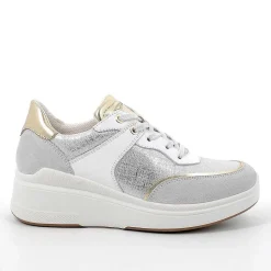 Zeppe|Igi&Co Sneakers Con Zeppa In Pelle Da Donna Cristal-Argento