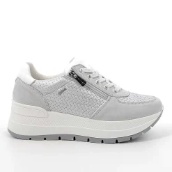 Zeppe|Igi&Co Sneakers Con Zeppa In Pelle Da Donna Cristal-Argento