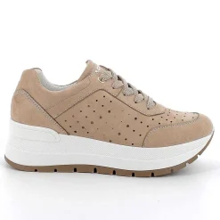 Zeppe|Igi&Co Sneakers Con Zeppa In Pelle Da Donna Beige Scuro