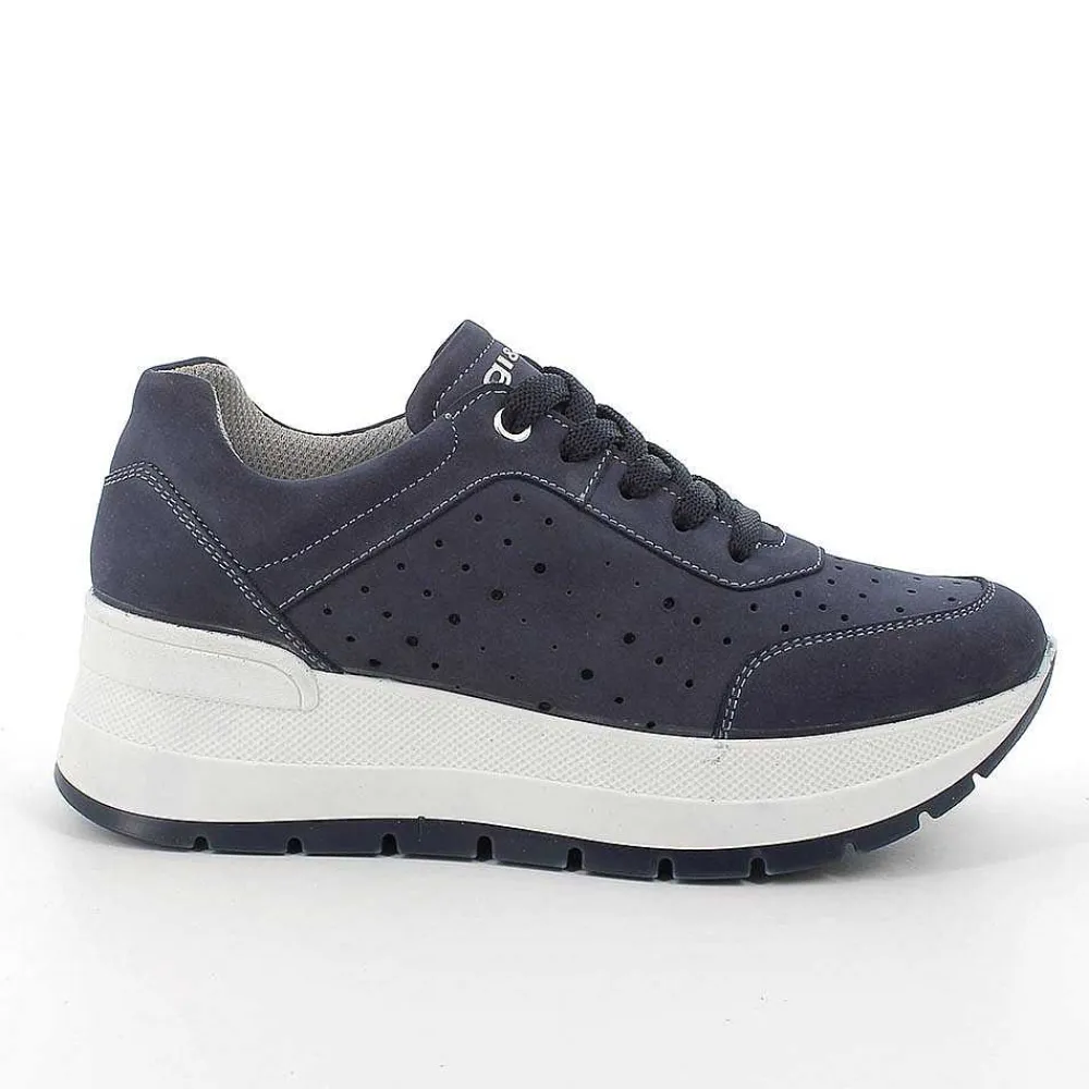 Zeppe|Igi&Co Sneakers Con Zeppa In Pelle Da Donna Blu