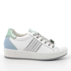 Sneakers|Igi&Co Sneakers In Pelle Da Donna Bianco-Celeste
