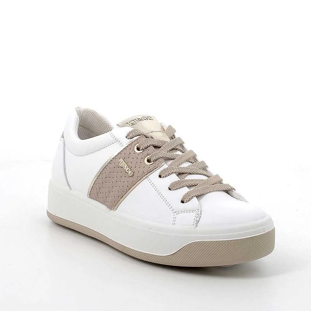 Sneakers|Igi&Co Sneakers In Pelle Da Donna Bianco-Beige
