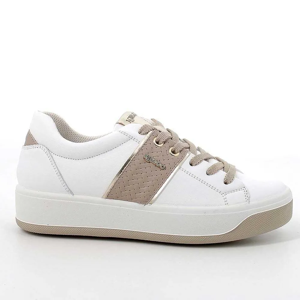 Sneakers|Igi&Co Sneakers In Pelle Da Donna Bianco-Beige